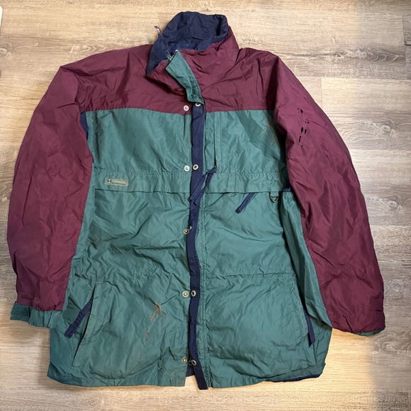 Columbia Other - Vintage Columbia Sportswear Colorblock Parka Jacket Teal Burgundy Navy Mens XL